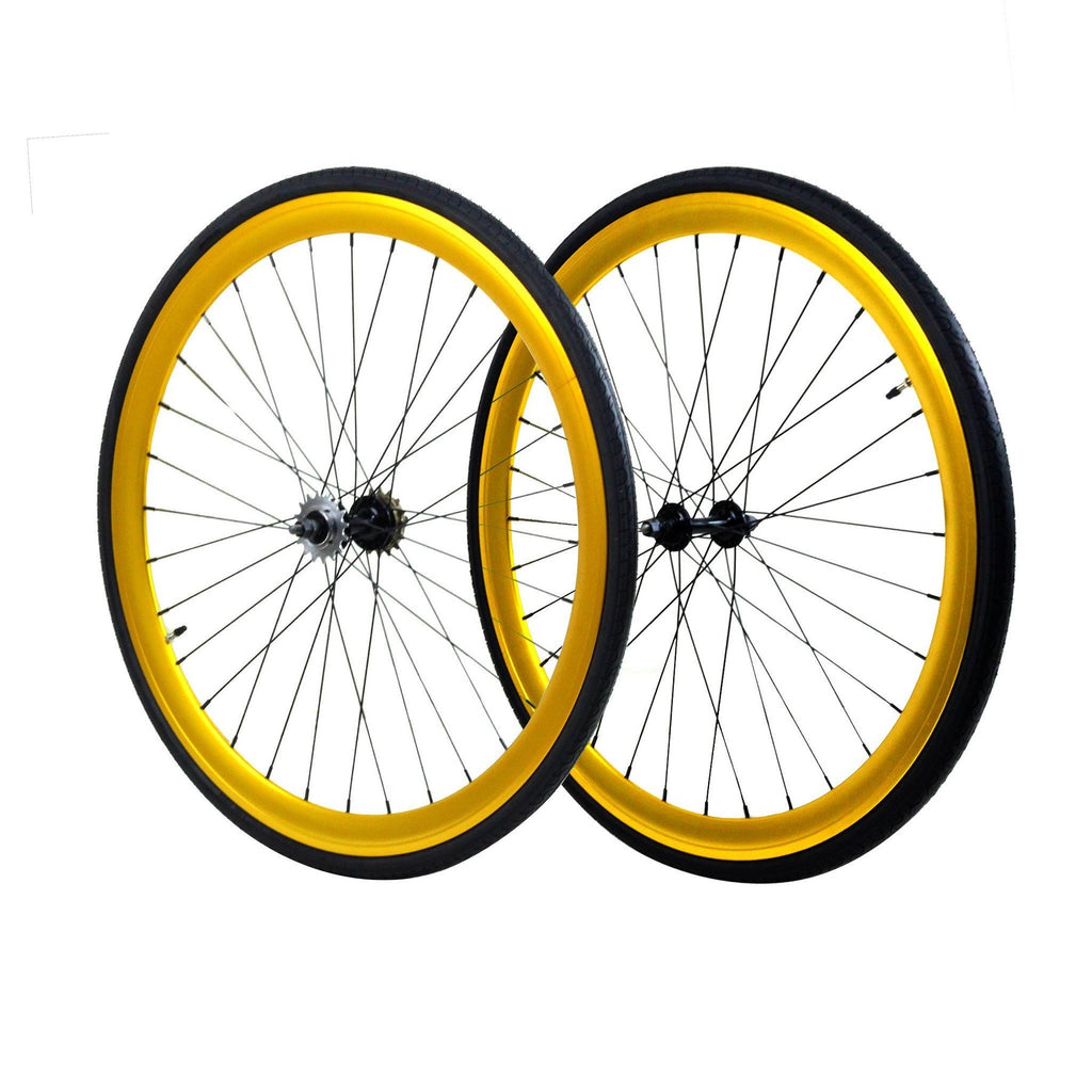 fixie bike 45mm Wheels in Gold Fixed gear bike wheels Mr. Bikes